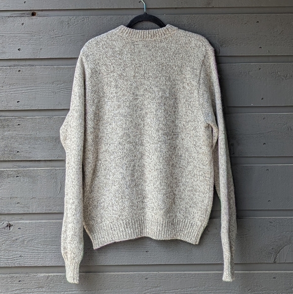 VTG 80s Lands' End Oatmeal Tan Wool Crew Neck Knit Sweater Ladies XL - Picture 4 of 6